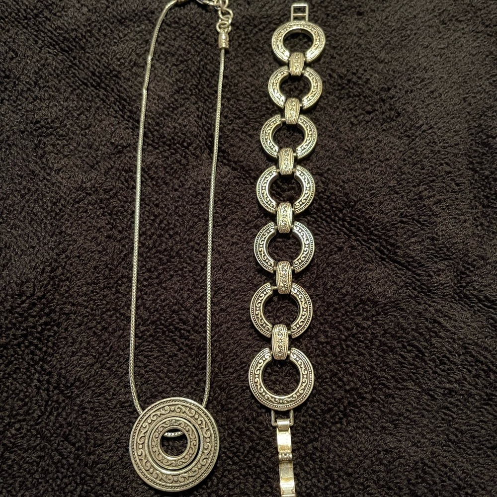 Brighton matching silver necklace and bracelet